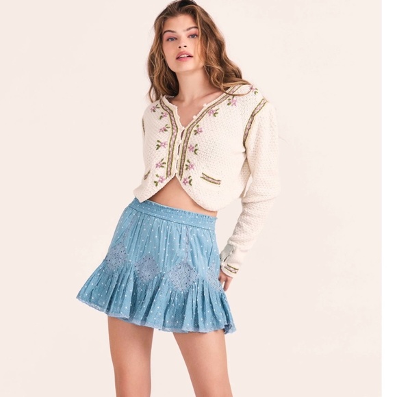 LoveShackFancy Adia Ruffle Mini Skirt - Picture 1 of 8